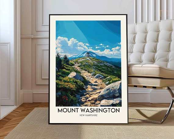 Mount Washington New Hampshire Hiking Trail Summit Travel Poster