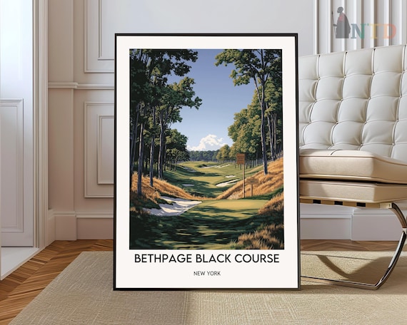 Bethpage Black Course Tree-Lined Fairway New York Golf Poster