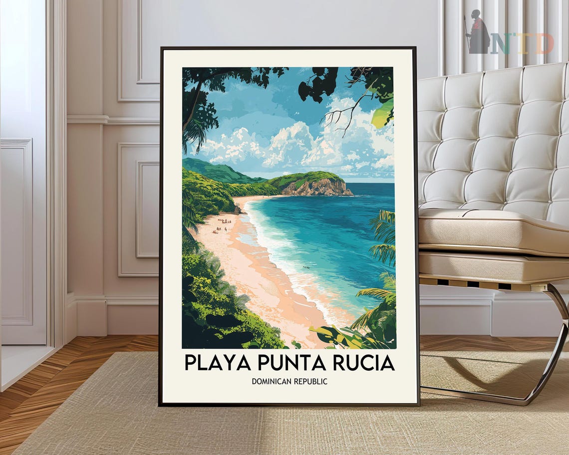 Playa Punta Rucia Dominican Republic Palm Beach Travel Poster