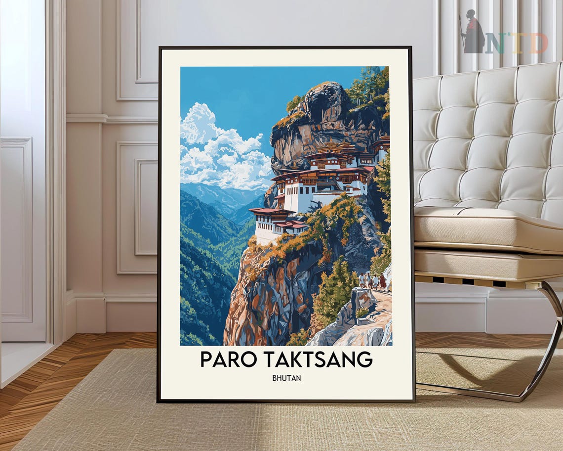 Paro Taktsang Tiger Nest Bhutan Cliff Monastery Travel Poster