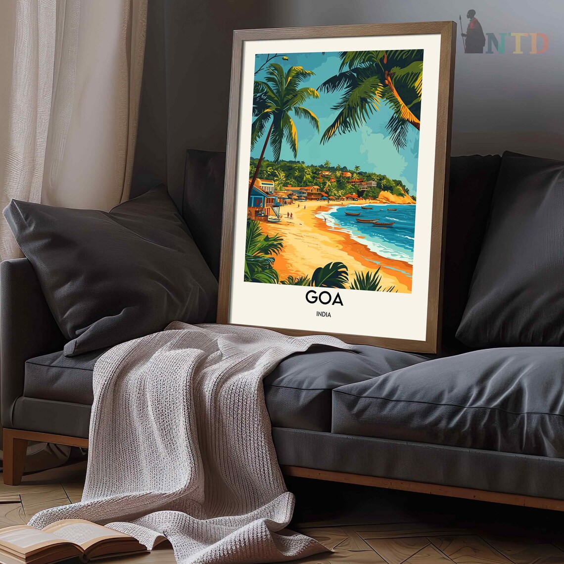 Goa India Palm Fringed Beach With Wooden Fishing Boats Poster - Image 3