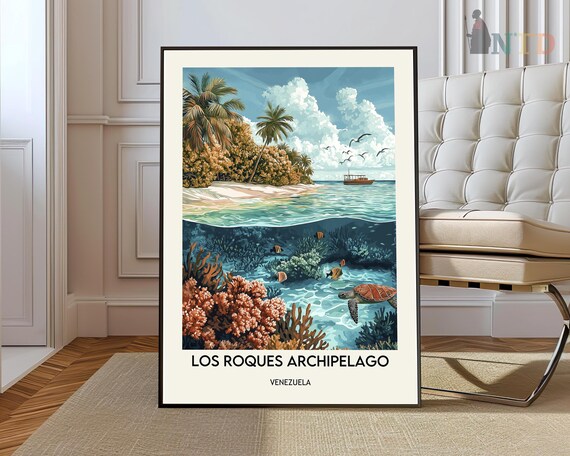 Los Roques Archipelago Venezuela Coral Reef Island Travel Poster