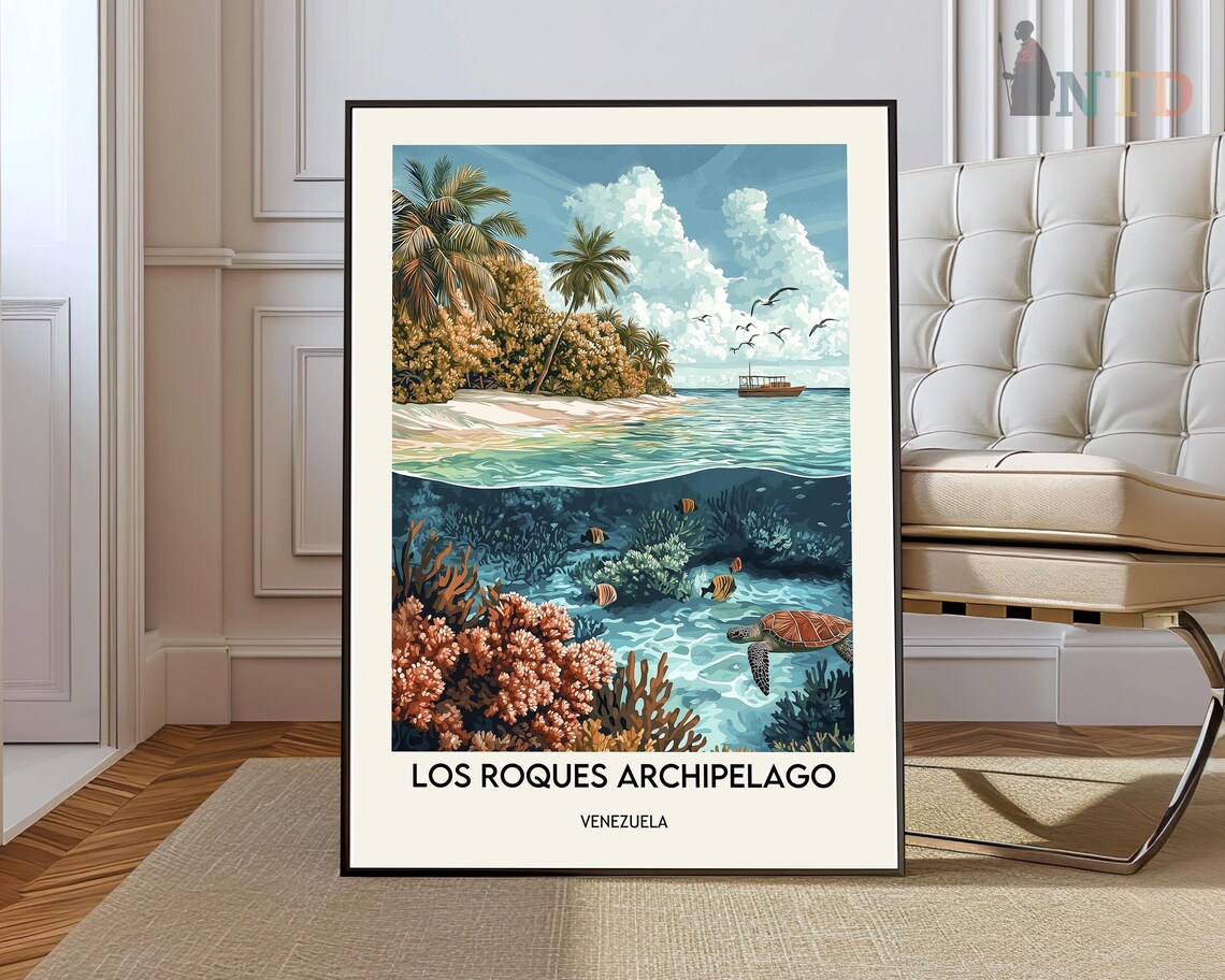 Los Roques Archipelago Venezuela Coral Reef Island Travel Poster
