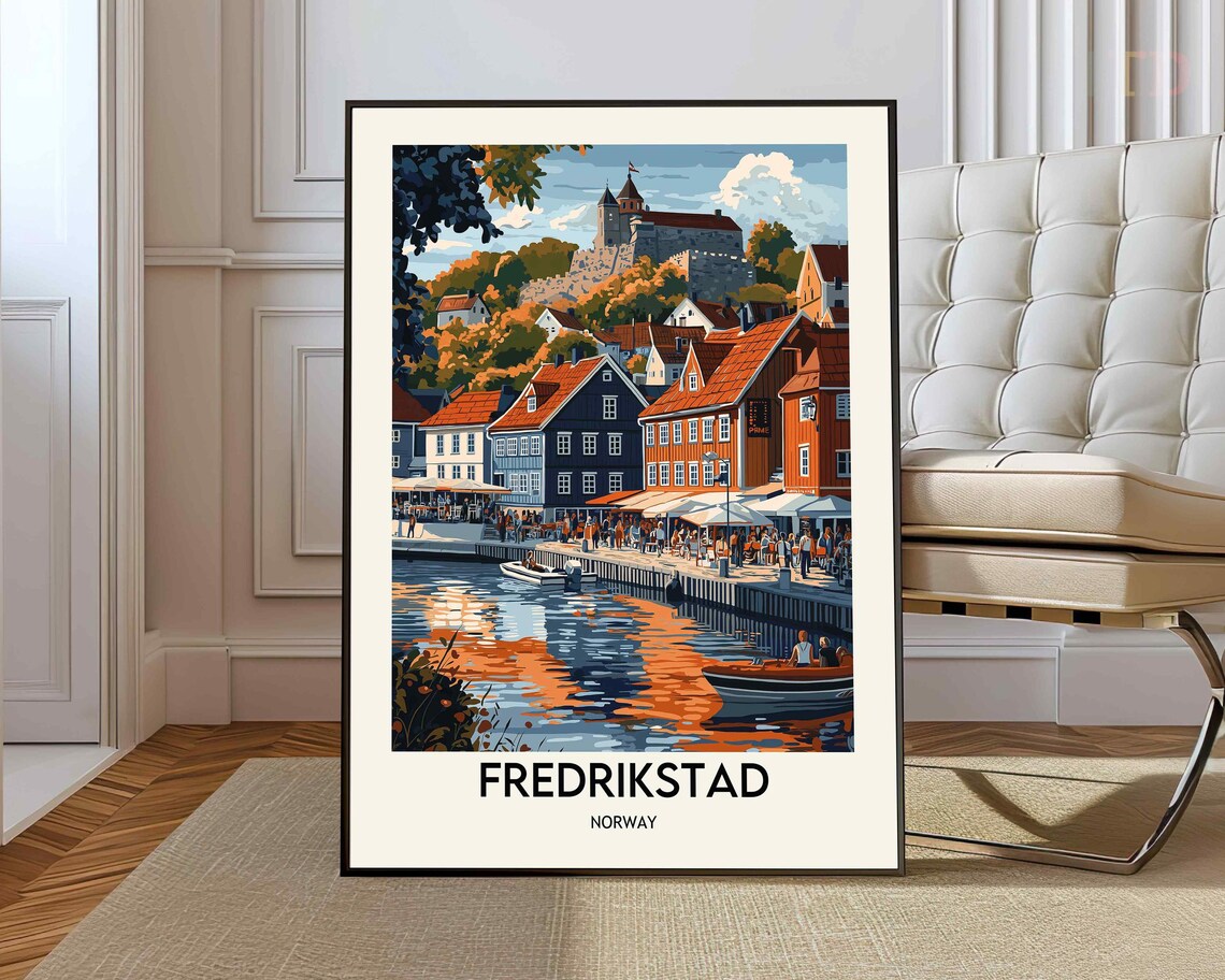 Fredrikstad Travel Poster, Norway Wall Art Print