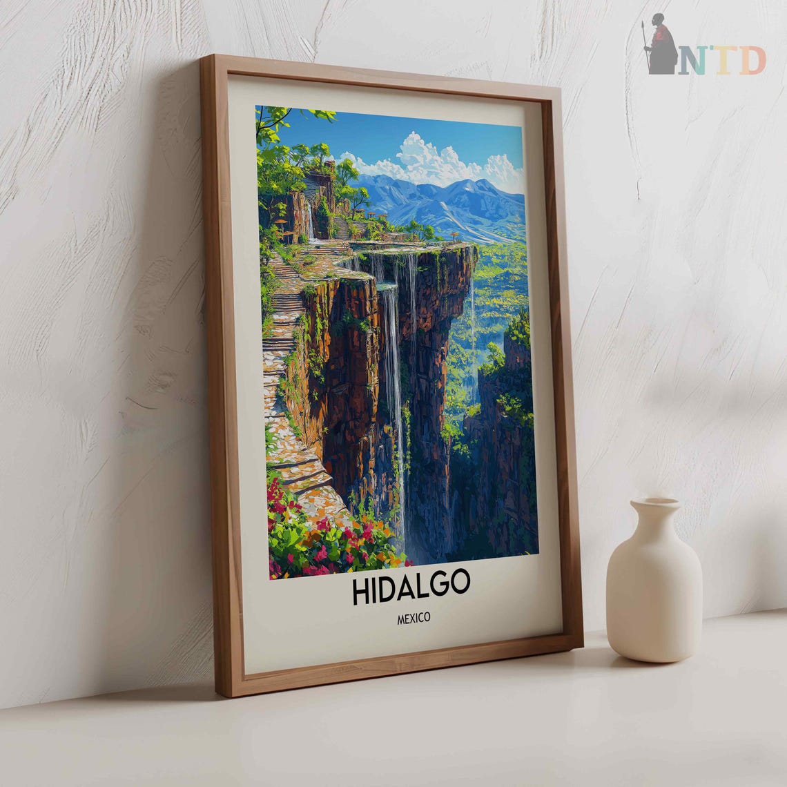 Hidalgo Mexico Basalt Canyon Waterfall Jungle Cliff Scene Poster - Image 2