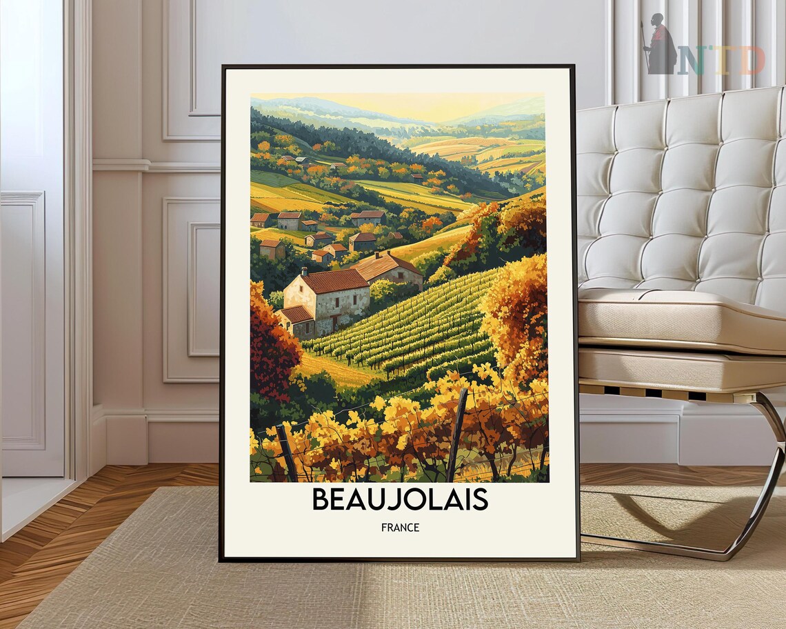 Beaujolais Travel Poster, France Wall Art Print