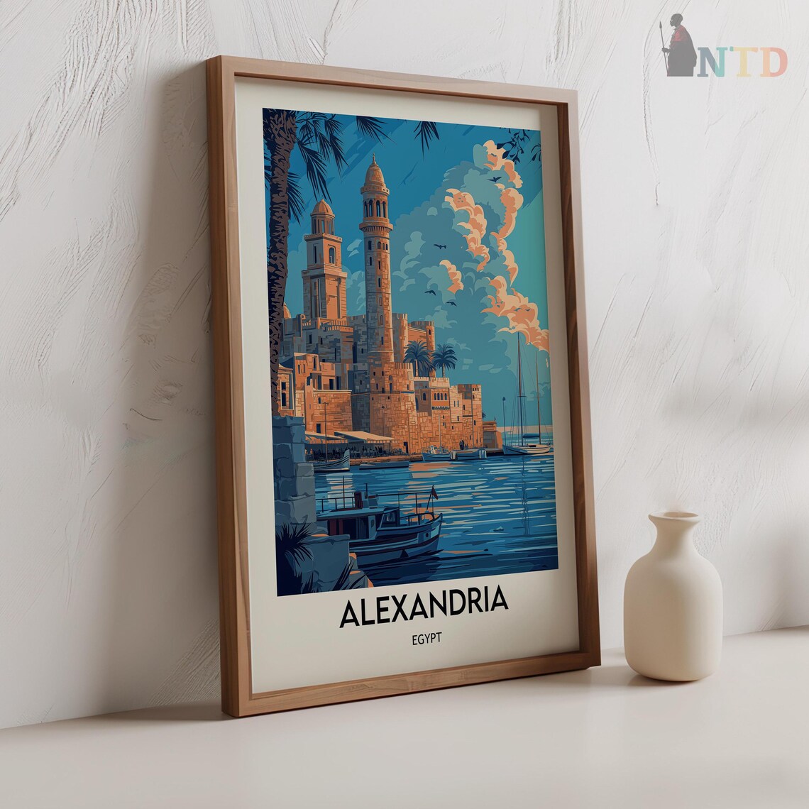 Alexandria Egypt Harbor Citadel Qaitbay Vintage Travel Poster - Image 2