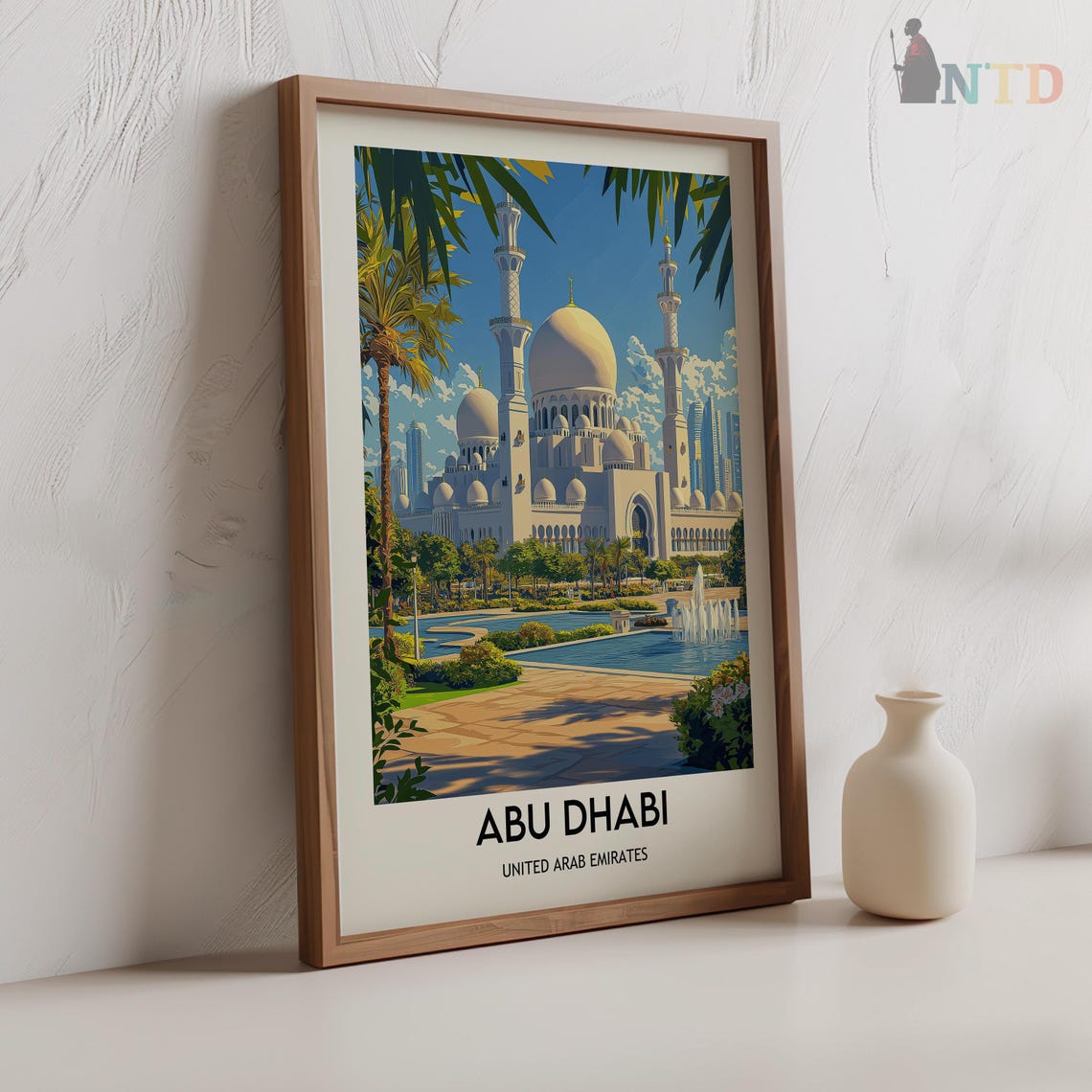 Sheikh Zayed Grand Mosque Abu Dhabi United Arab Emirates Travel Poster - Image 2
