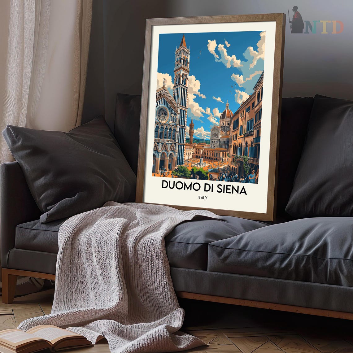 Siena Italy Duomo Cathedral Bustling Piazza Summer Crowds Poster - Image 2