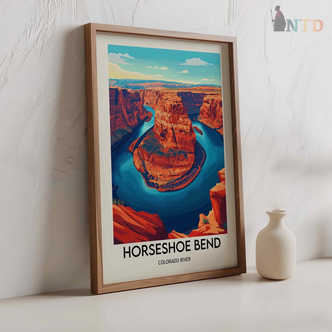 Horseshoe Bend Colorado River Canyon Red Rock Vista Scene Poster - Image 3