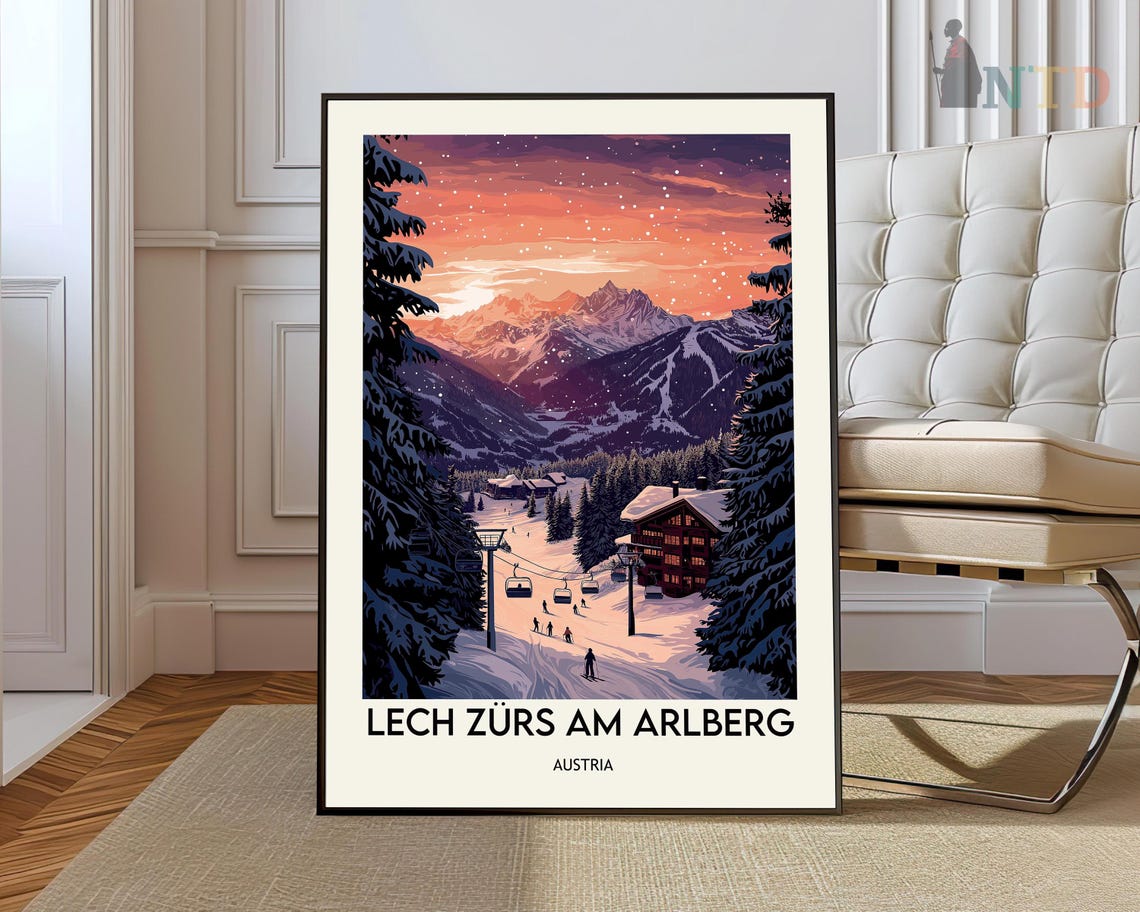 Lech Zurs am Arlberg Austria Night Ski Slopes Sunset Alps Poster