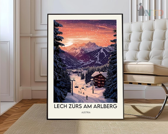 Lech Zurs am Arlberg Austria Night Ski Slopes Sunset Alps Poster