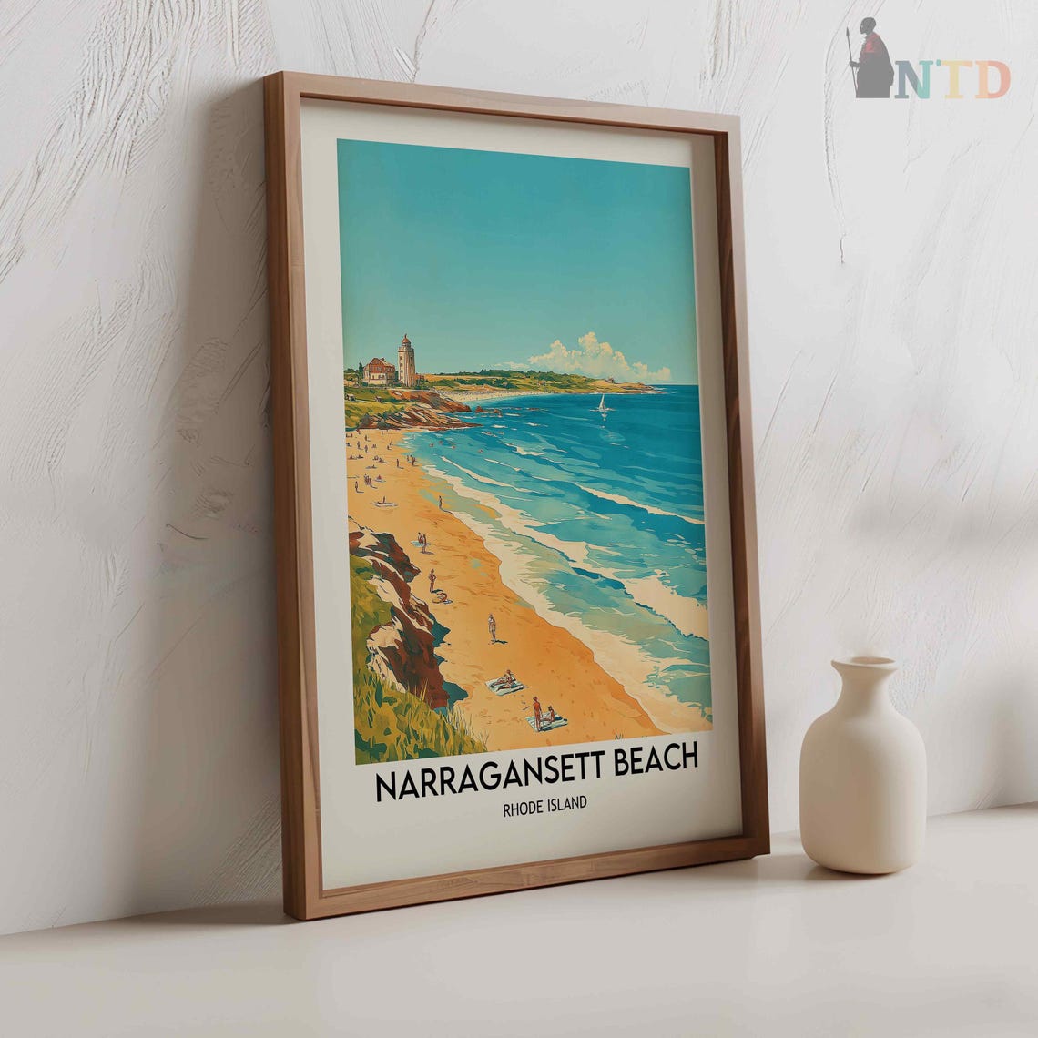 Narragansett Beach Rhode Island Lighthouse Summer Shoreline Poster - Image 2