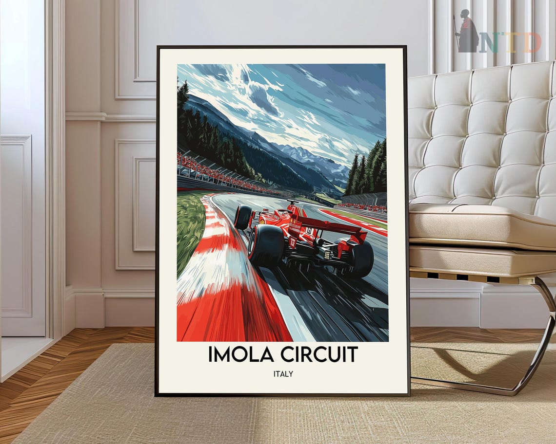 Imola Circuit Italy Red Formula Race Car Motorsport Art Poster