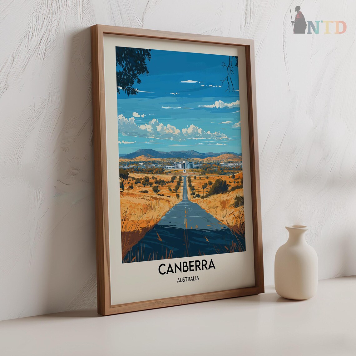 Canberra Golden Grasslands Straight Country Road Travel Poster - Image 2