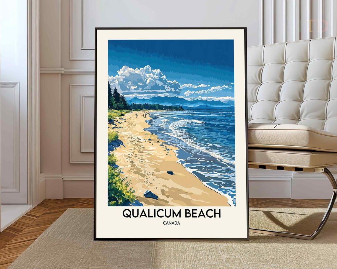 Qualicum Beach Canada Pacific Shoreline Mountain View Poster