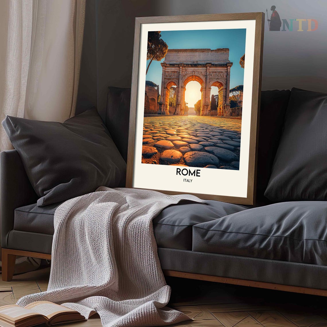 Rome Italy Arch of Constantine Sunrise Cobblestone Street Glow Poster - Image 3