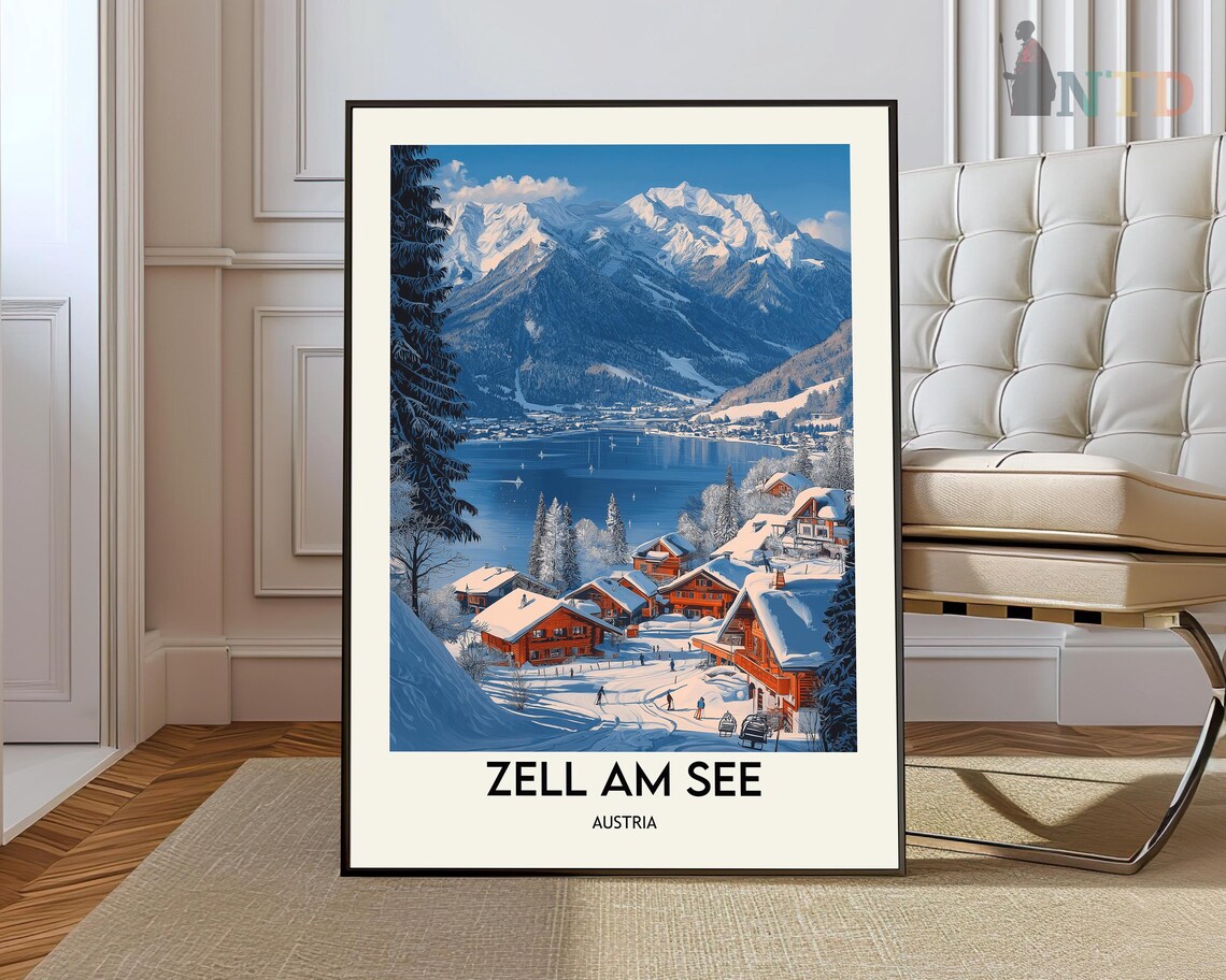 Zell Am See Travel Poster, Austria Wall Art Print