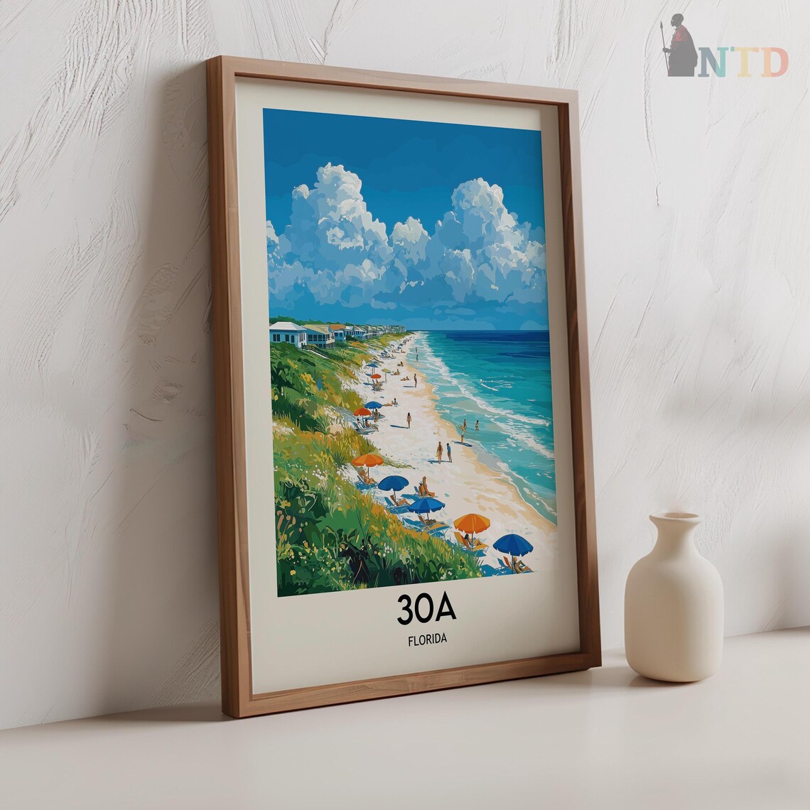 Scenic Highway 30A Florida Emerald Beach Vintage Travel Poster - Image 2