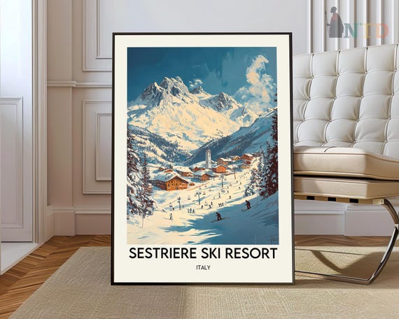 Sestriere Ski Resort Poster Wall Art Print Photo Italian Alps