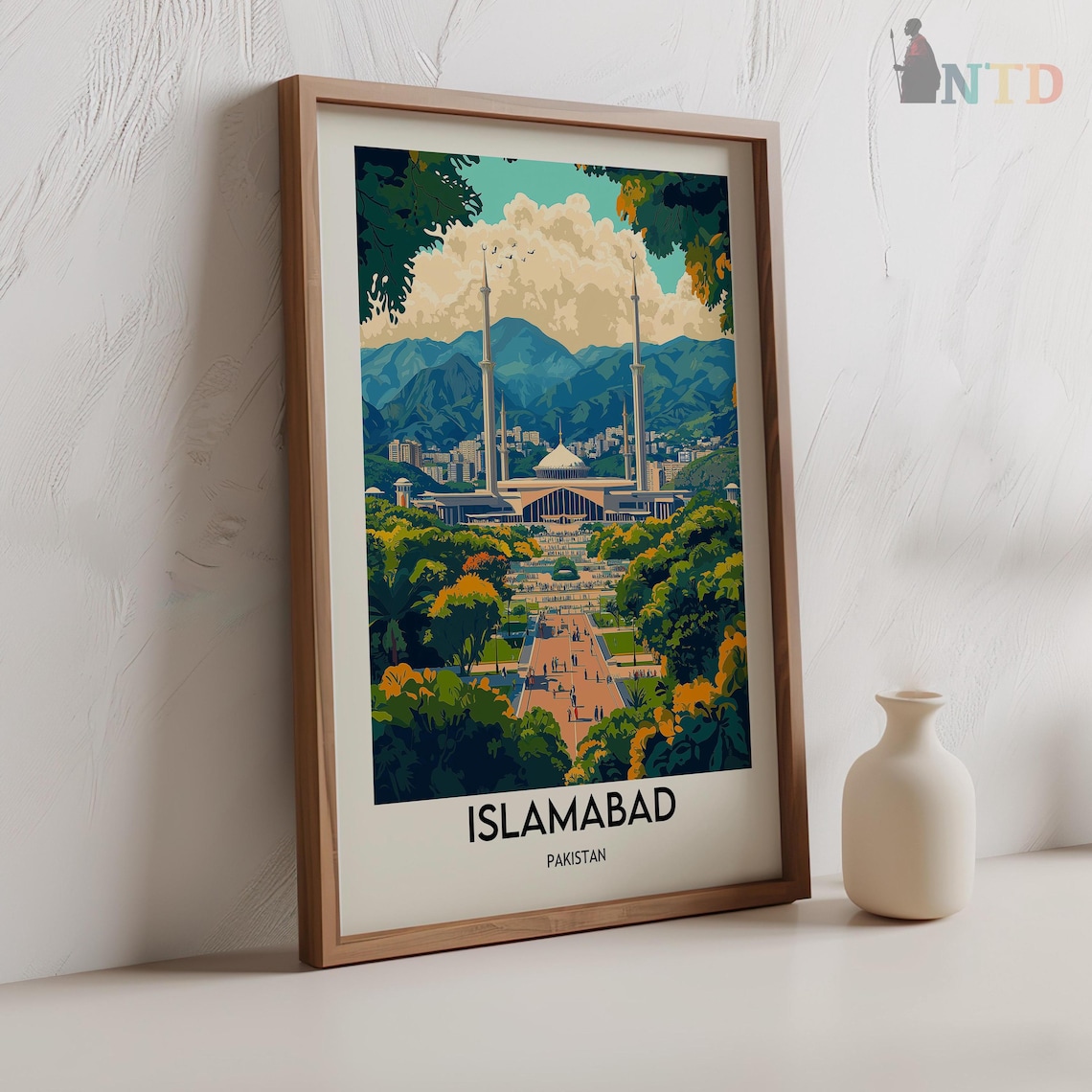 Islamabad Pakistan Grand Faisal Mosque Margalla Hills View Poster - Image 2