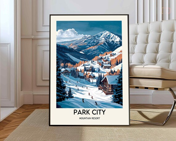 Park City Mountain Resort Utah Vintage Winter Ski Travel Poster