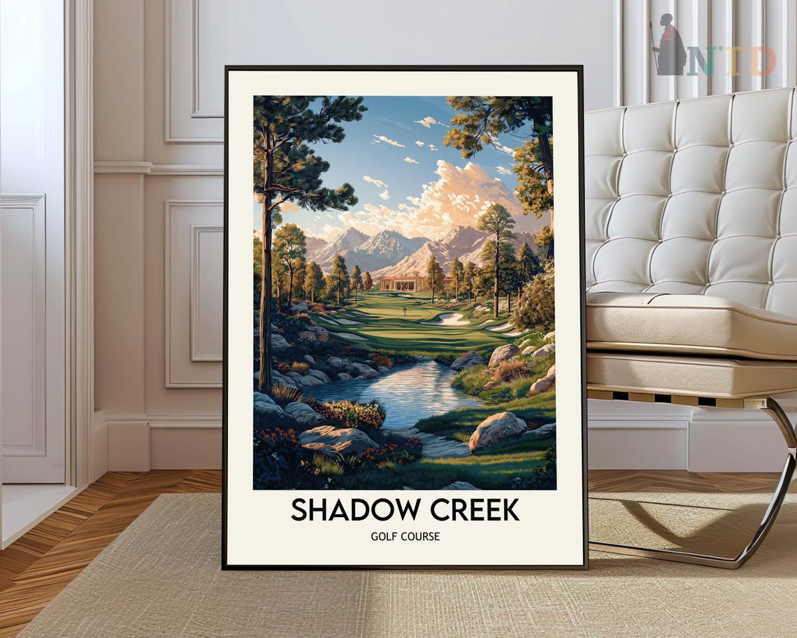 Shadow Creek Golf Course Clubhouse Stream Mountain View Poster