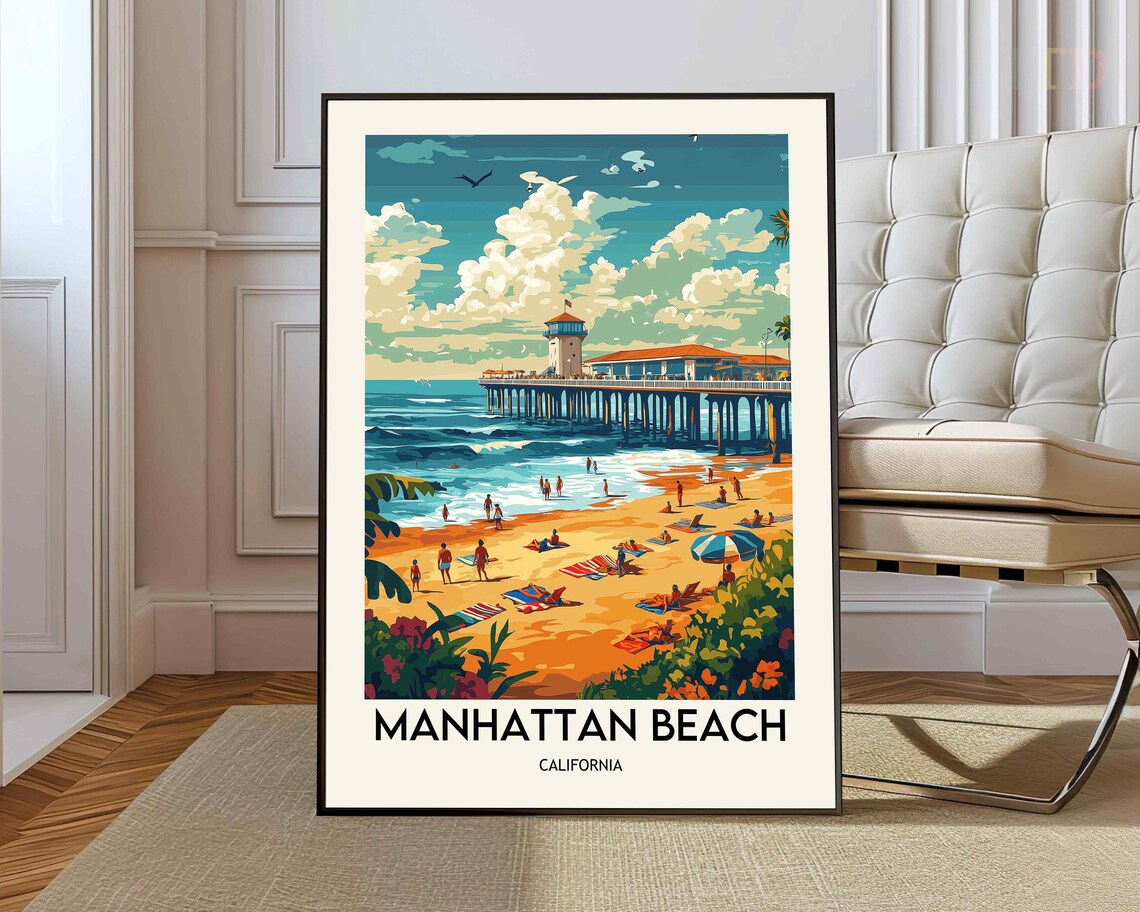 Manhattan Beach Travel Poster, USA Wall Art