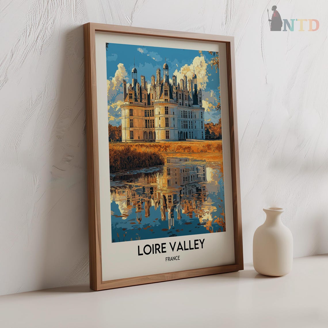 Loire Valley Chambord Chateau Mirror Lake Reflection Travel Poster - Image 2