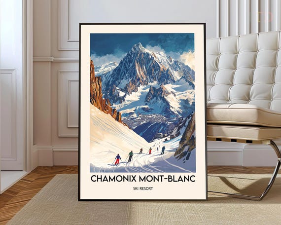 Chamonix Ski Resort Poster Wall Art Print Photo Aiguille Du Midi