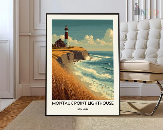 Montauk Point Lighthouse Poster Wall Art Print Long Island