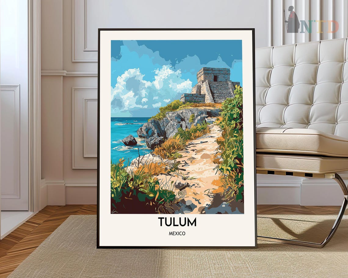 Tulum Poster Travel Print Tropical Decor Botanical South Latin Gift