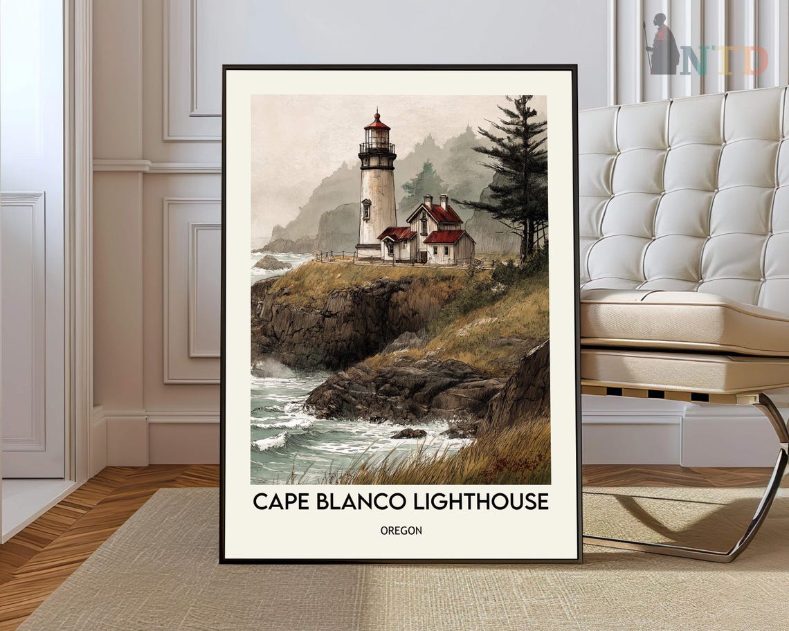 Cape Blanco Lighthouse Misty Morning Keeper Houses Oregon Poster