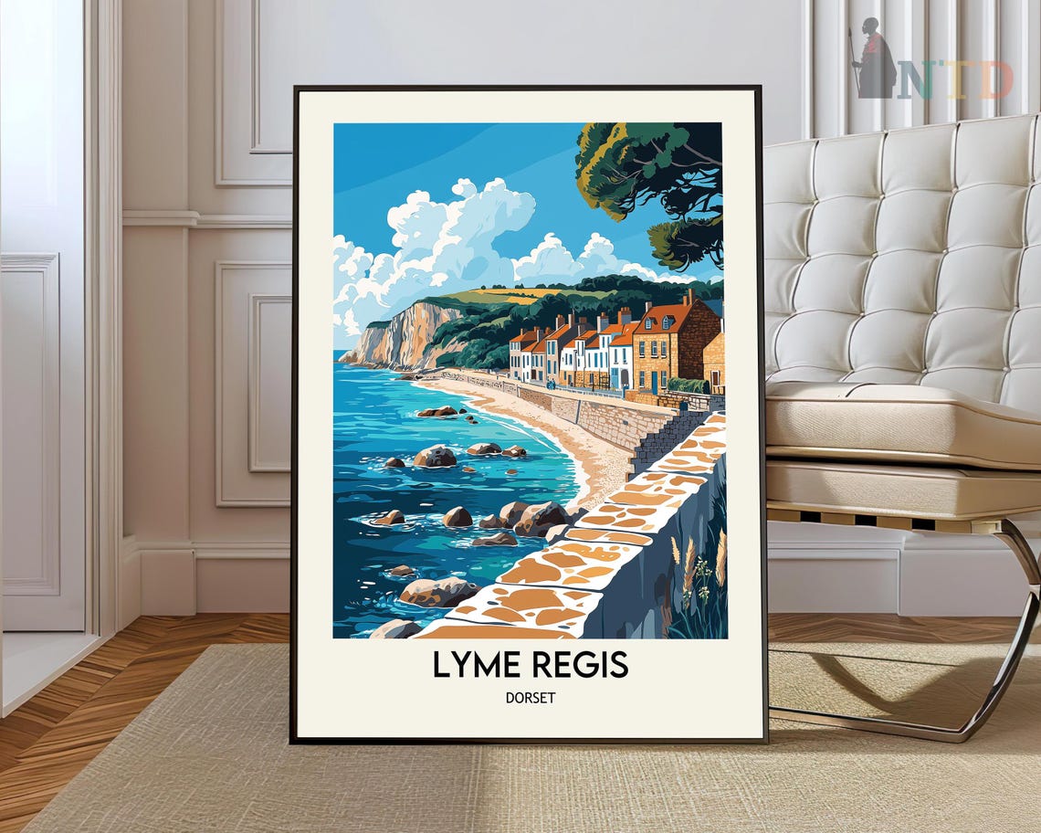 Lyme Regis Dorset England Seaside Town Coastal Cliffs Travel Poster