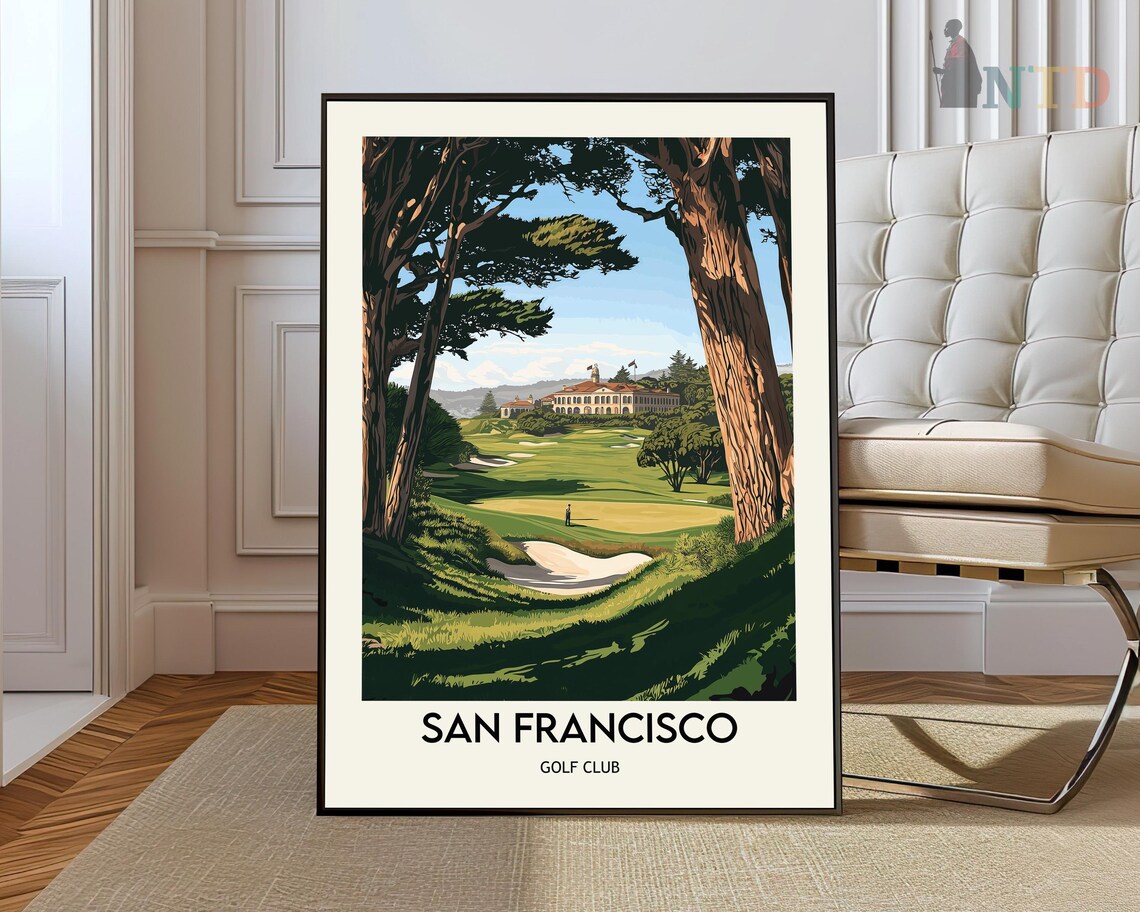 San Francisco Golf Club Cypress Fairway Vintage Golf Travel Poster