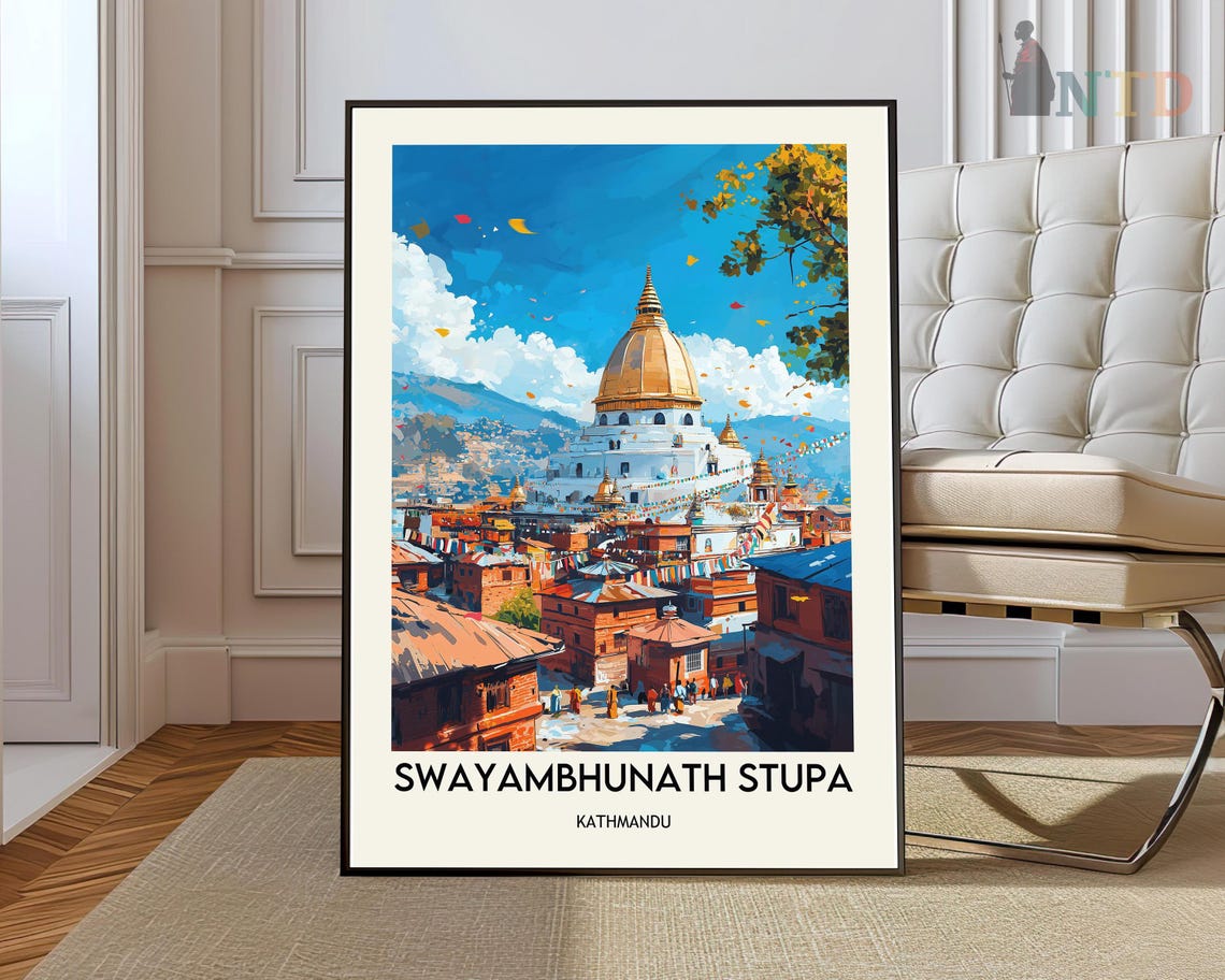 Swayambhunath Stupa Poster Wall Art Print Photo Monkey Temple