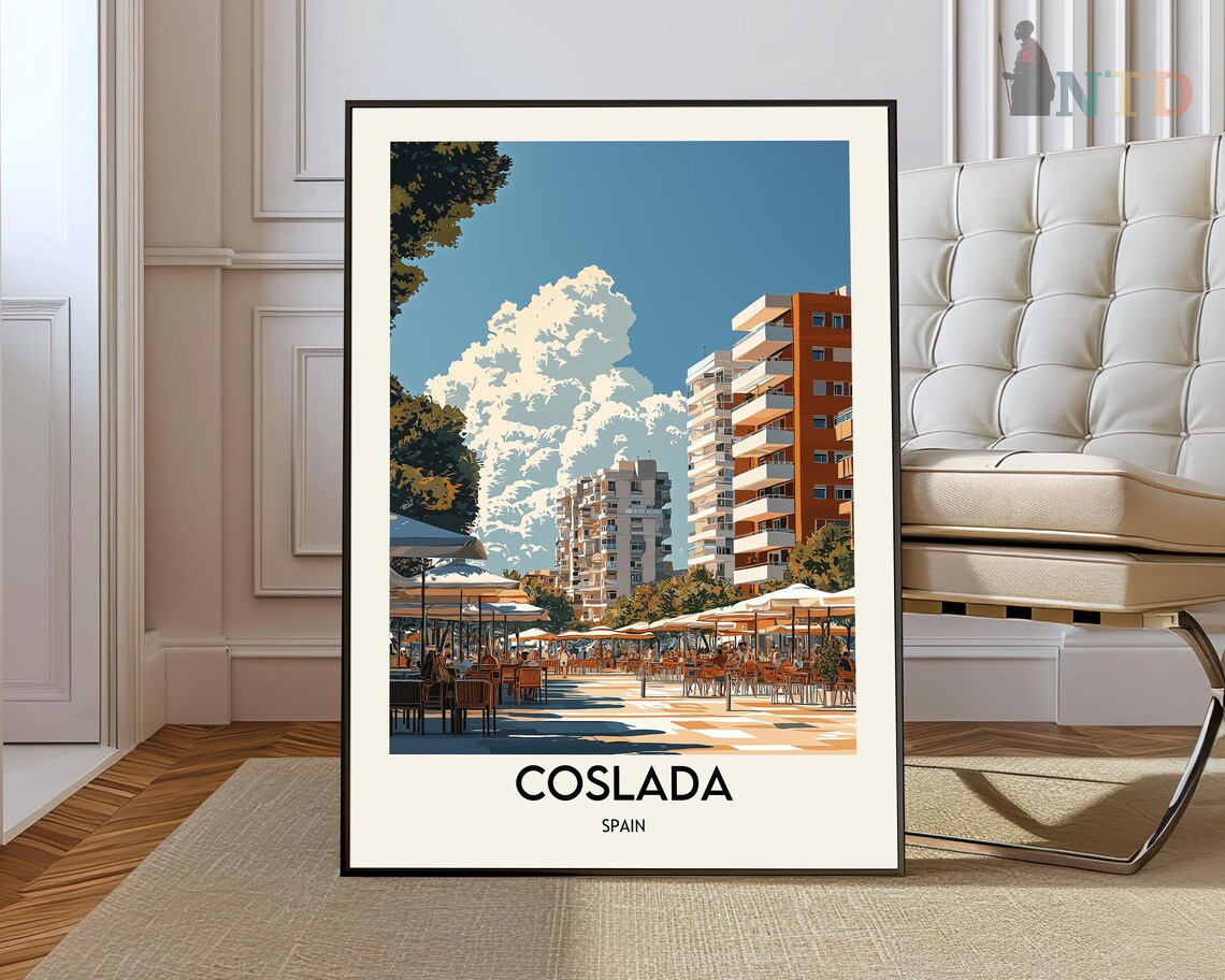 Coslada Spain Plaza Terrace Modern Cityscape Travel Art Poster