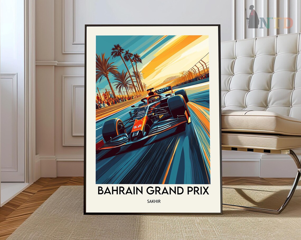 Bahrain Grand Prix Sakhir Formula 1 Race Car Illustration Poster