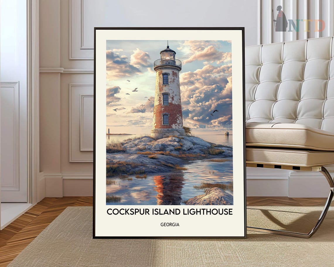 Cockspur Island Lighthouse Sunset Marsh View Coastal Georgia Wall Art