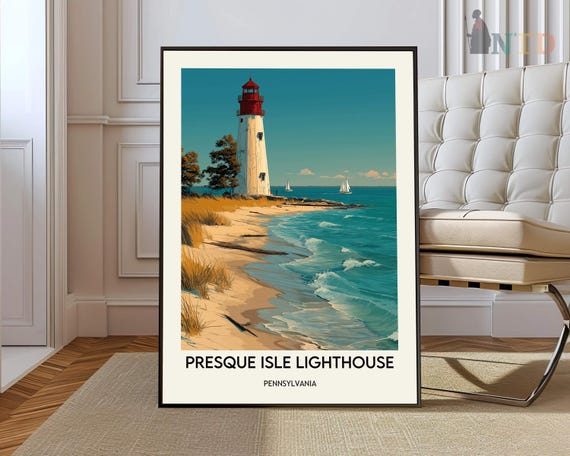 Presque Isle Lighthouse Poster Wall Art Print Photo
