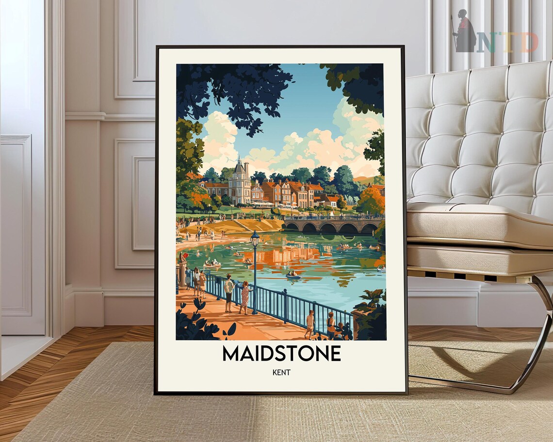 Maidstone Travel Poster, Place-Focused Art Print