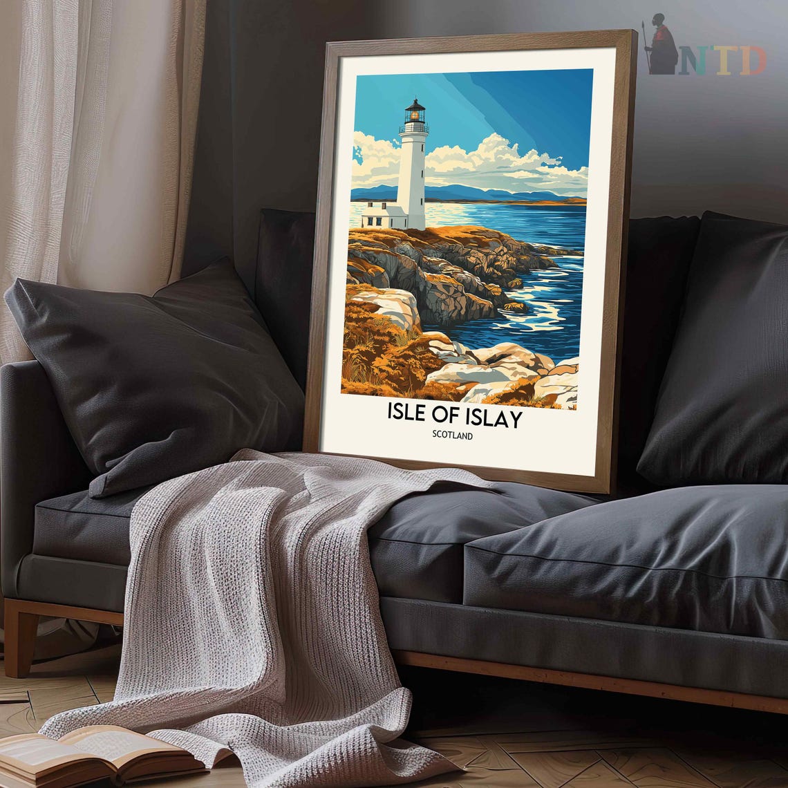 Isle of Islay Scotland White Lighthouse Rocky Sea Coast Poster - Image 3