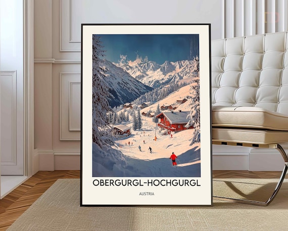 Obergurgl Hochgurgl Austria Ski Village Blue Sky Travel Poster