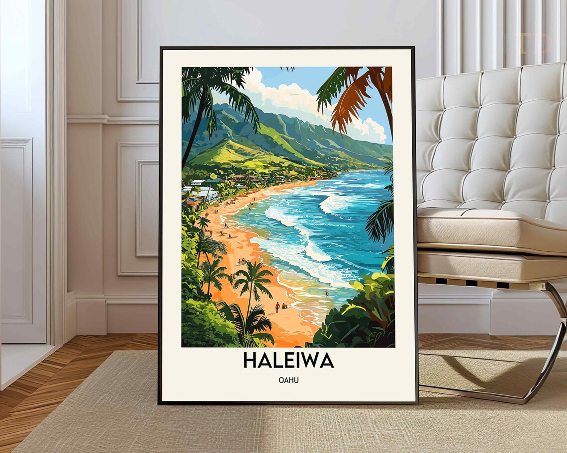 Haleiwa Hawaii Travel Poster, North Shore Oahu