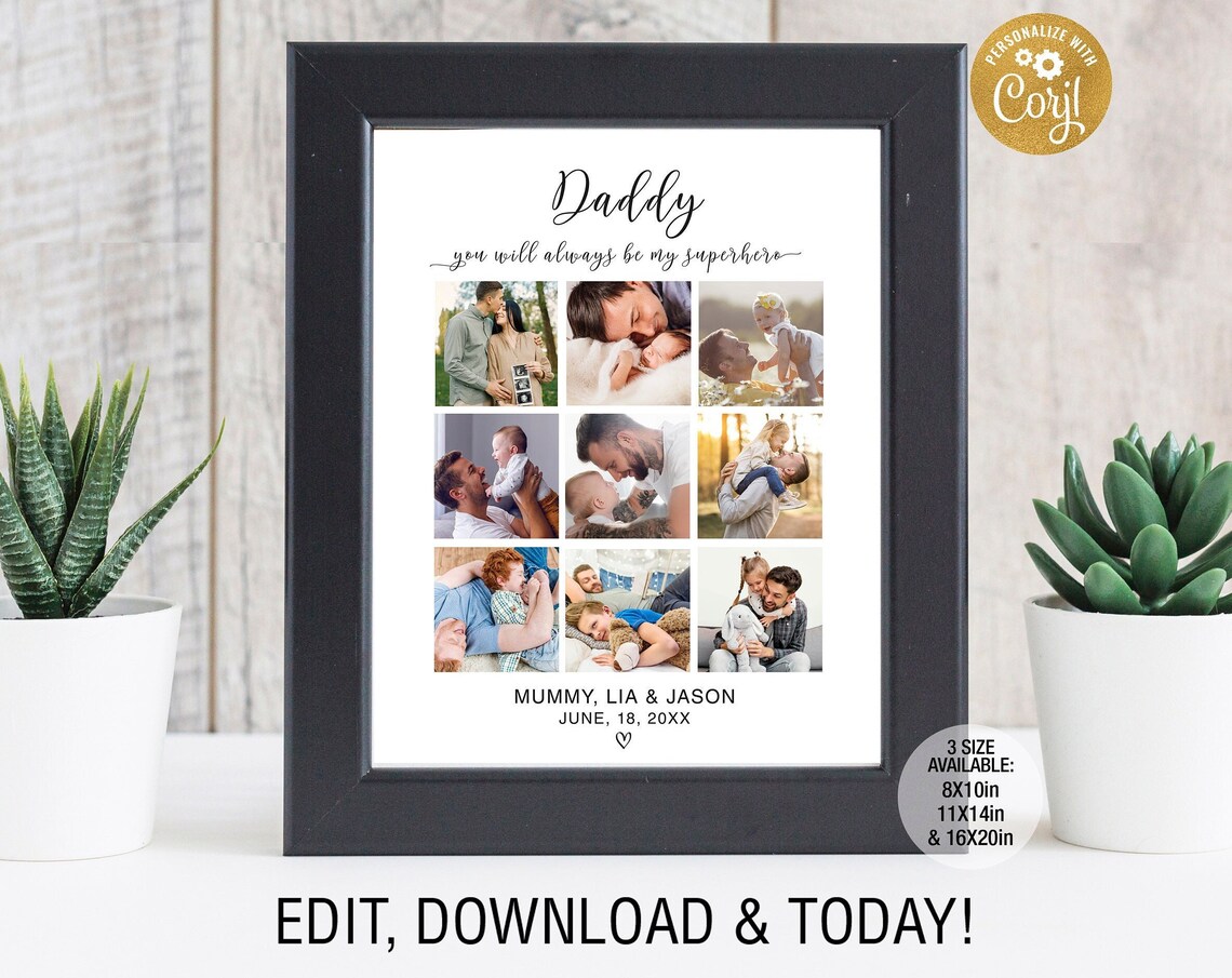Editable Dad Photo Collage, Father’s Day Gift