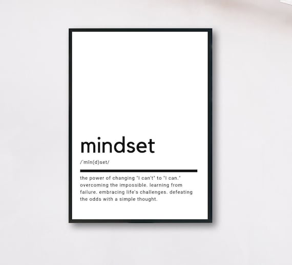 Mindset Definition Print Minimalist Modern Inspirational Quote Art