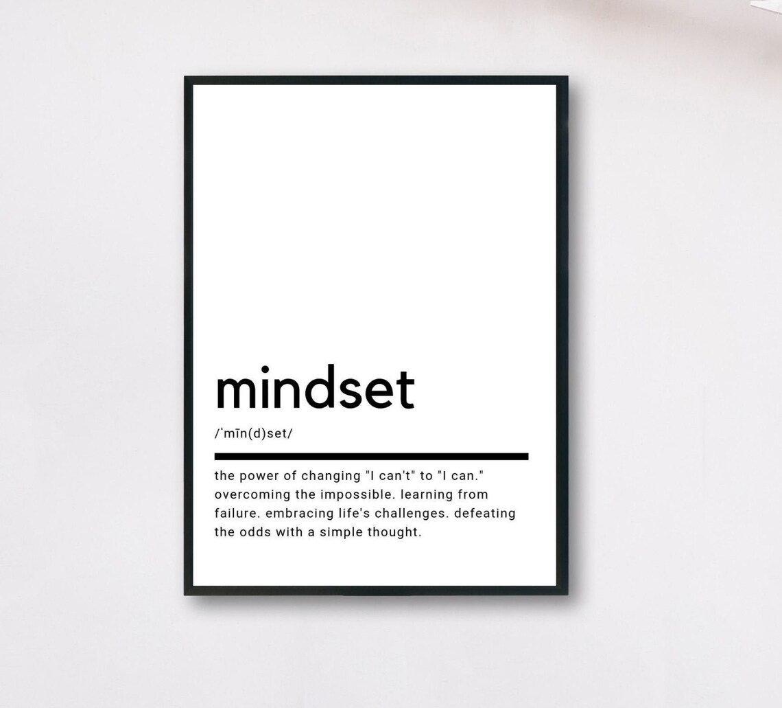 Mindset Definition Wall Art Poster Quote Lover Gift Decor