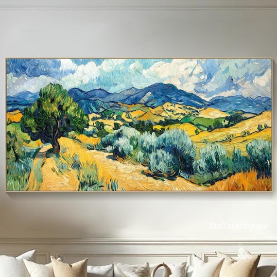 Vibrant Painting On 3d Van Gogh Textured Wall Art Impressionist Wall Art Countryside Scene Painting Large Living Room Wall Art