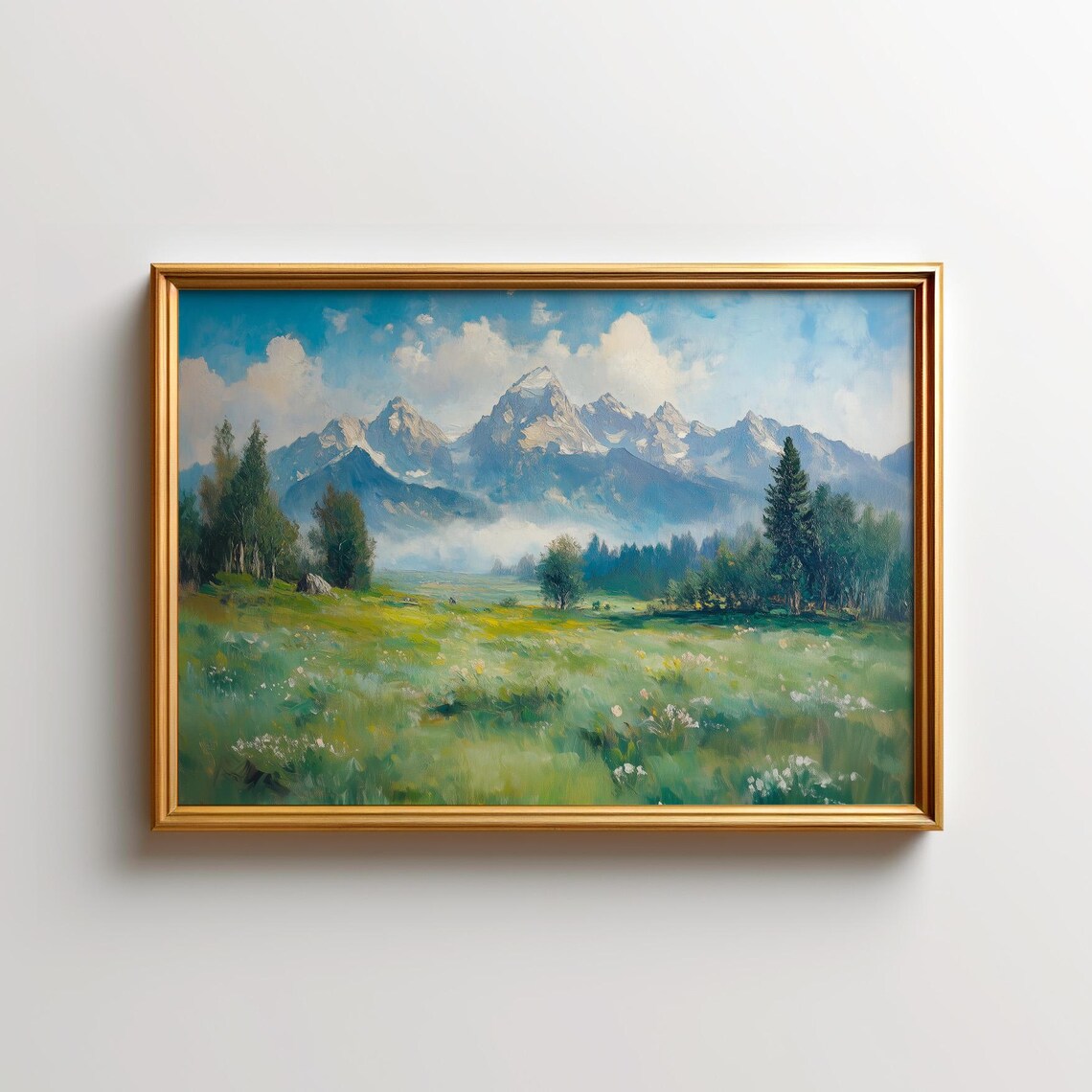 Grand Teton Morning Fog Landscape Art Print