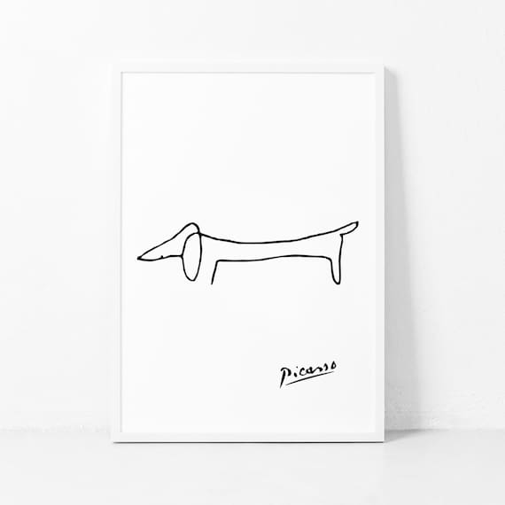 Picasso Style Dachshund Dog Line Drawing Sketch Minimalist Poster